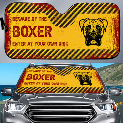 Petthouse | Beware Of The Boxer Dog Car Sun Shade Windshield Dog Head Car Auto Sun Shade Dog Lover