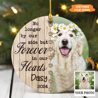 Petthouse | Personalize Memorial Dog Ornament, No Longer By Our Side But Forever In Our Hearts, Decor Xmas