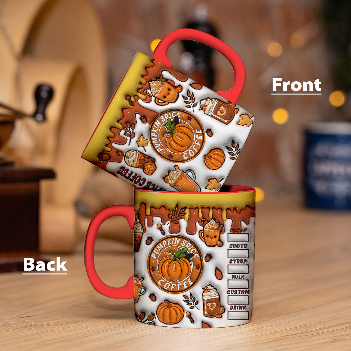 Petthouse | Pumpkin Spice Coffee 3d Inflated Mug, Coffee Fall Autumn Season Gift Aesthetic Teacup Fall