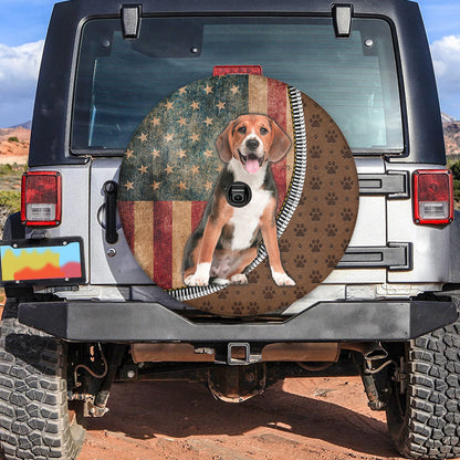 Petthouse | Beagle Dog Spare Tire Cover Grunge Usa Flag Camper Tire Cover Pet Paws Car Tire Protector Dog Mom