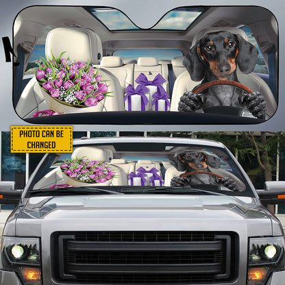 Petthouse | Dog Sunshade Customized Windshield Sunshade Dachshund Gift To Dog Mom Car Sun Shade Windshield