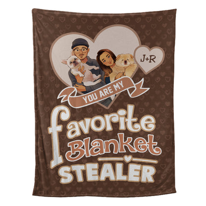 Petthouse | Customized You Are Favorite Blanket Stealer, Fantastic Valentine Day Throw Blanket, Newlywed Sherpa Blanket