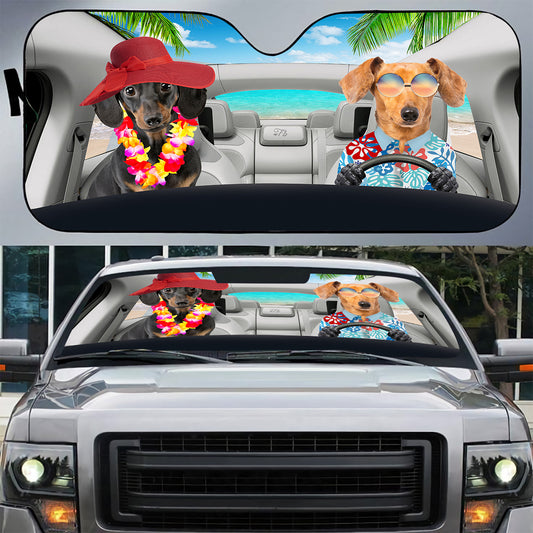 Petthouse | Dog Sunshade Dachshund Hawaii Summer Car Sunshade Windshield Sun Shade Sun Visor