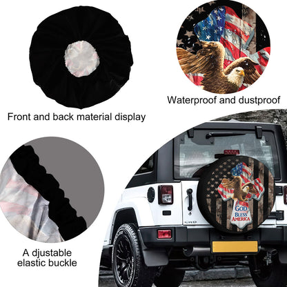 Petthouse | American Jesus Cross And Eagle Spare Tire Cover God Believer Camo Print Canvas Tire