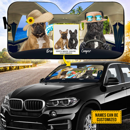 Petthouse | French Bulldog Go To Beach Sunshade Customized Windshield Sun Shade Dog Lover Gift Car