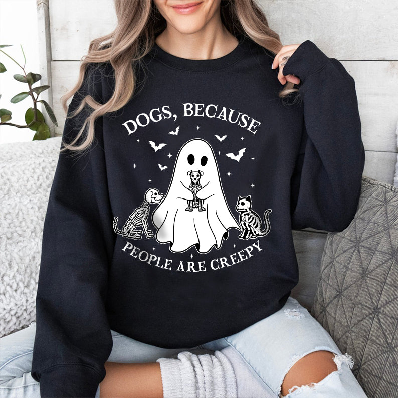 Petthouse | Dogs Because People Are Creepy Shirt, Halloween Ghost Dog Shirt, Dog Creepy Shirt, Dog Lovers