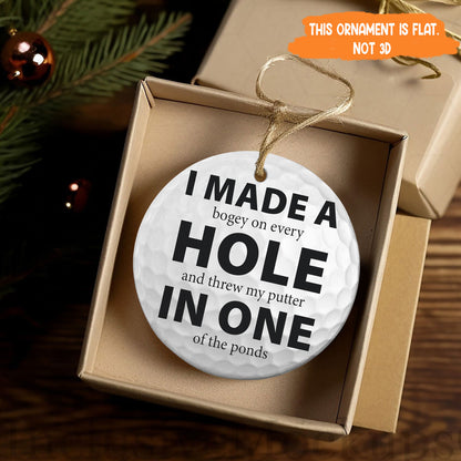 Petthouse | Golf Ball Christmas Ornament, I Made A Hole In One, Perfect Gift For Golfer, Funny Dad