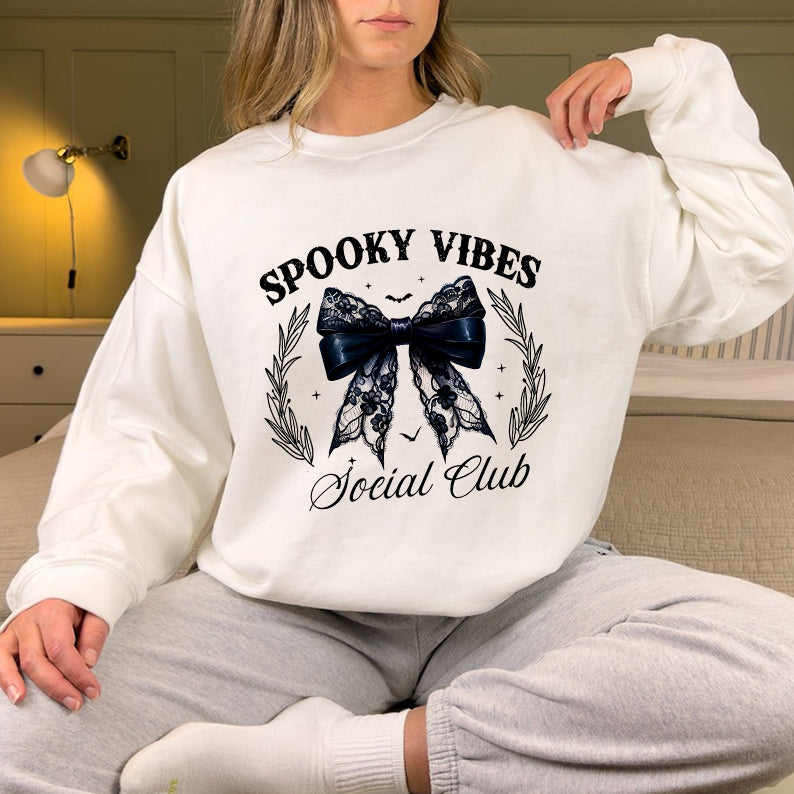 Petthouse | Spooky Vibes Social Club Shirt, Halloween Shirt, Halloween Coquette Bow Shirt