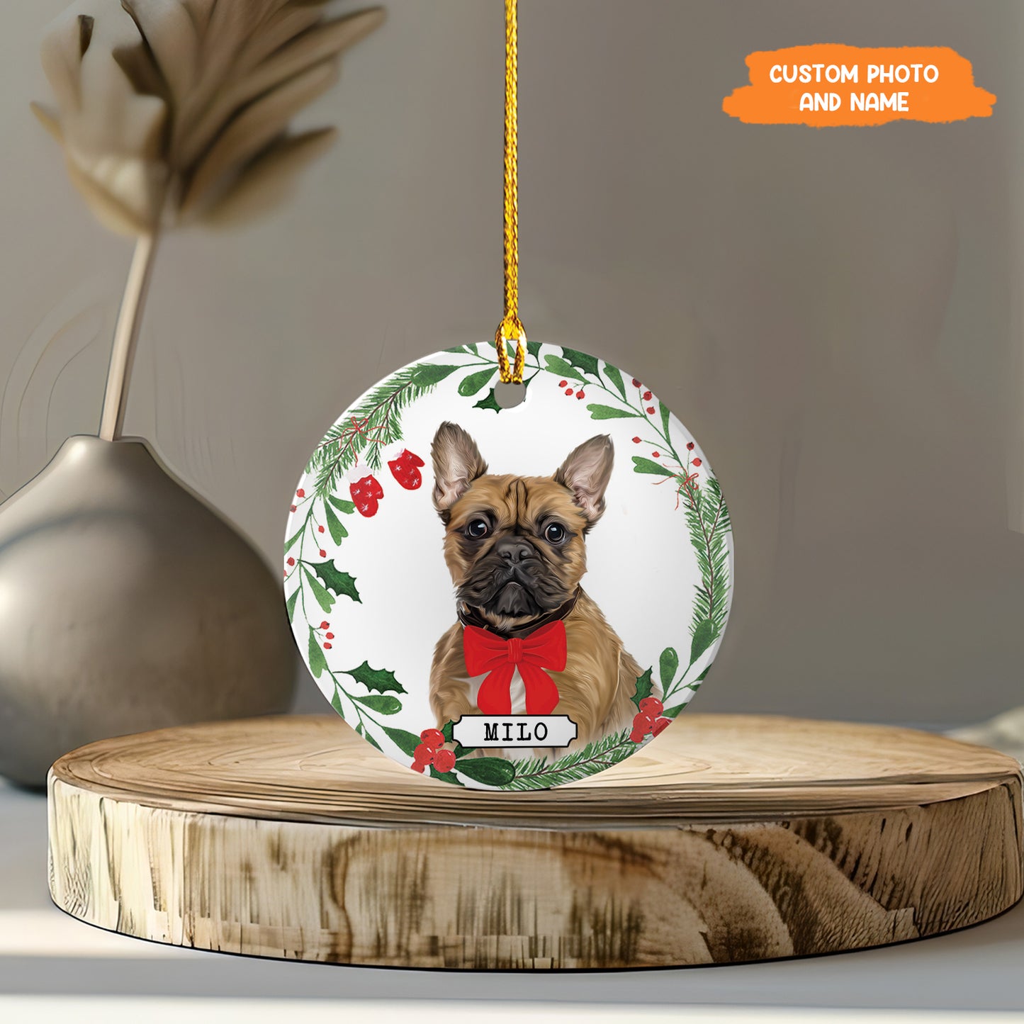 Petthouse | Personalized Dog Ornament, Dog Ornament, Pet Portrait Ornament, Christmas Ornament Hanging