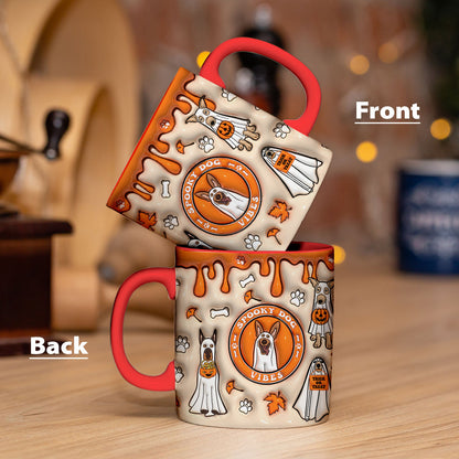 Petthouse | Spooky Dog Vibes Ceramic Mug, Spooky Season 3d Inflated Effect Printed Mug, Cute Dog Ghost