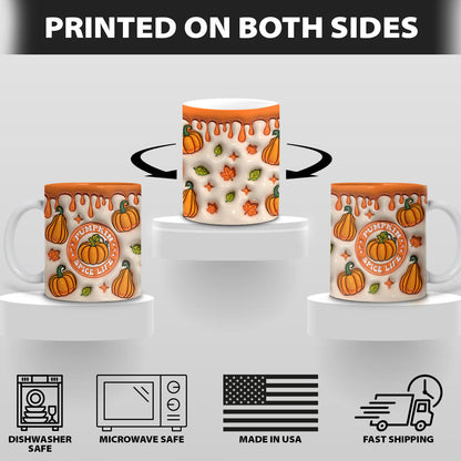 Petthouse | Pumpkin Spice Life 3d Inflated Mug Wrap, Fall Pumpkin Spice Mug , Pumpkin Spice Coffee