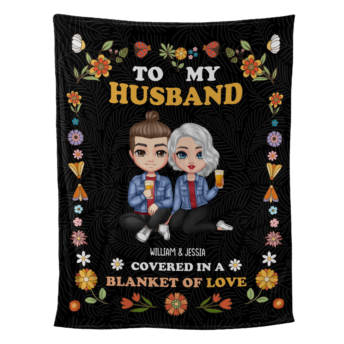 Petthouse | Personalized To My Husband Flee Blanket, Couple Covered In A Blanket Of Love, Happy Valentine's Day