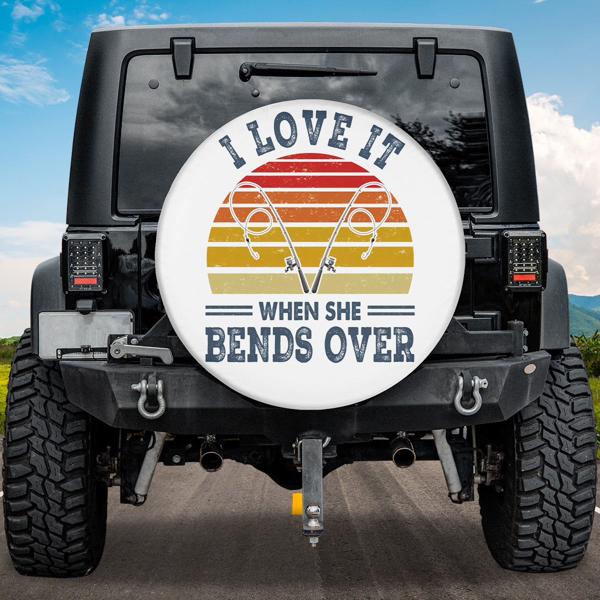 Petthouse | Fishing Spare Tire Cover, I Love It When She Bends Over, Fishing Accessory, Retro Car Tire Cover, Fishing Gift
