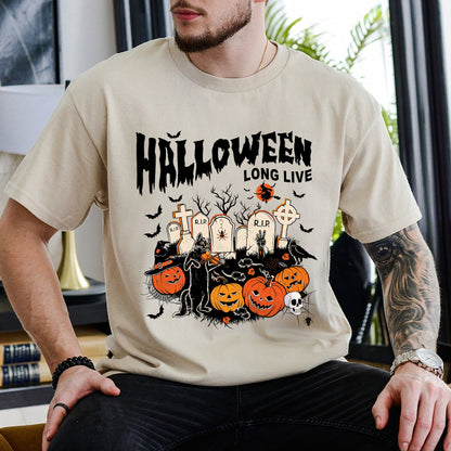 Petthouse | Long Live Halloween T-shirt, Spooky Vibes Shirt, Cat Playing Violin Halloween Vibes Shirt