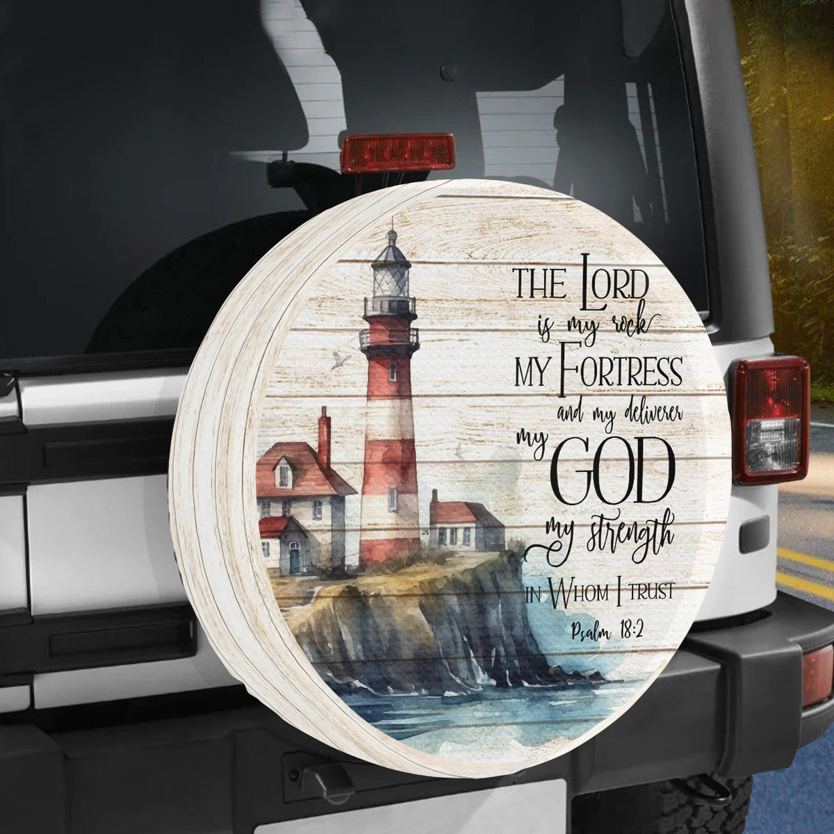 Petthouse | Christian Bible Spare Tire Cover Lighthouse Wheel Cover Psalm Car Accessory New Car Gift