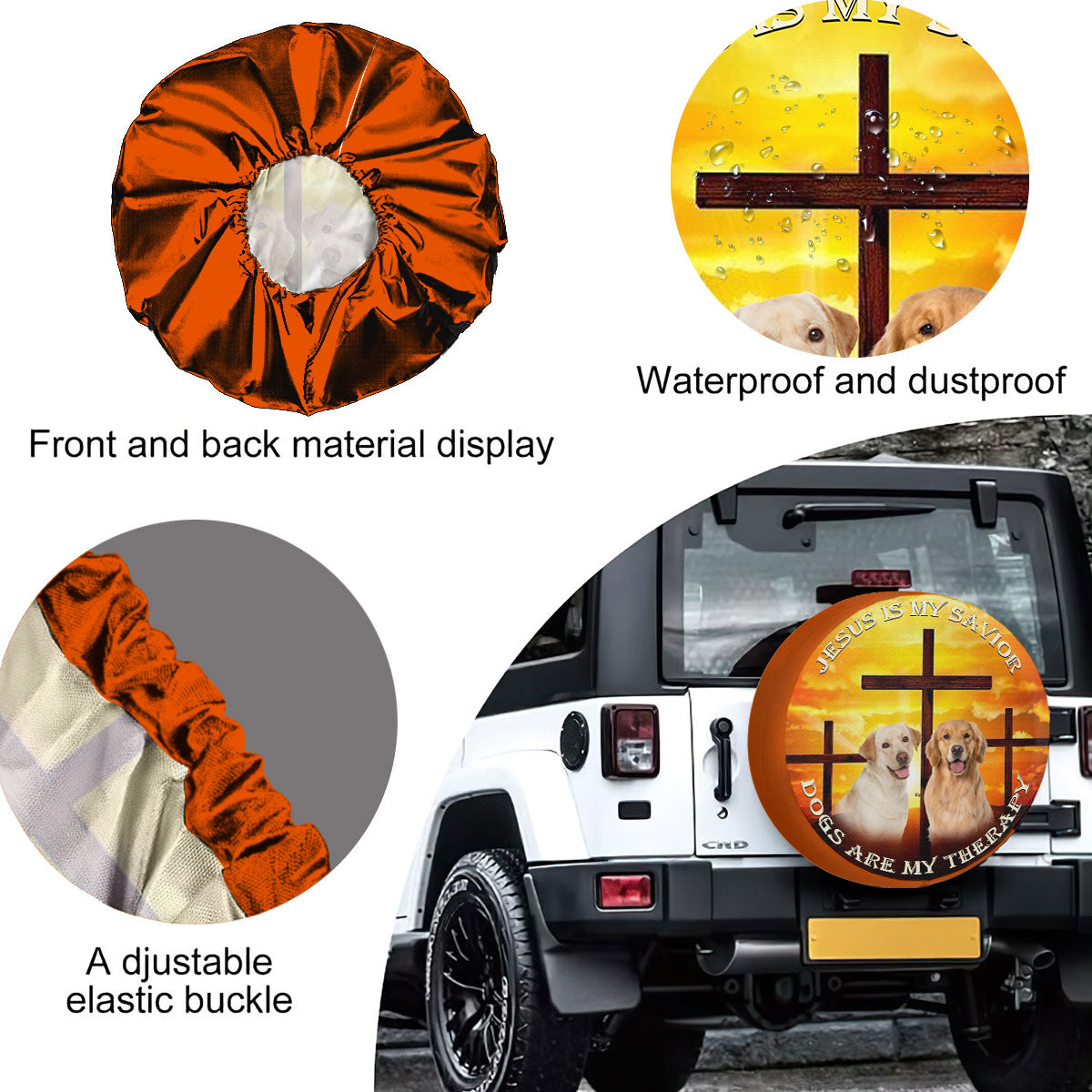 Petthouse | Labrador Retriver Spare Tire Cover Jesus Cross Christian Religious Verse With Backup Camera Hole