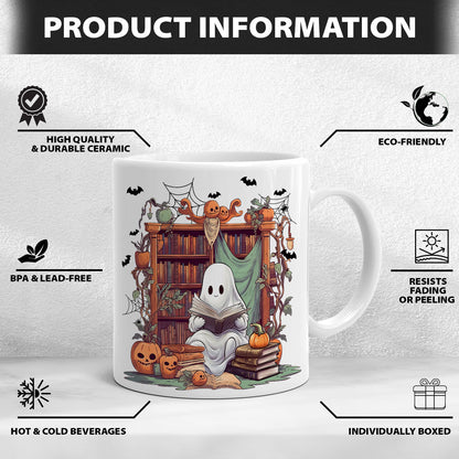 Petthouse | Ghost Book 3d Inflated Effect Mug, Ghostly Bookish Mugs, Book Lover Mugs, Spooky Gifts