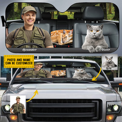 Petthouse | Customized Photo Hunting Together Sunshade Pet Lover Gift For New Car Windshield Car Accessories