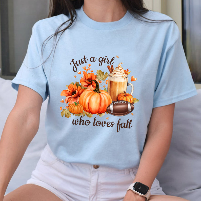 Petthouse | Just A Girl Who Loves Fall Shirt, Fall Sublimation Shirt, Pumpkin Spice, Autumn Trendy