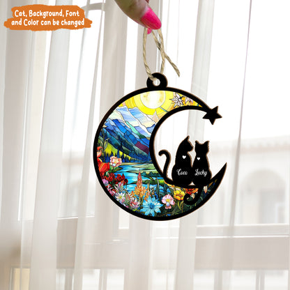 Petthouse | Custom Cats Memorial Suncatcher, Cat Loss Gift, Loss Of Cats Sympathy Remembrance Gift