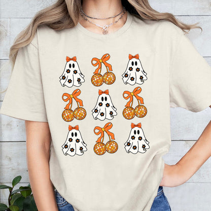 Petthouse | Ghost Halloween Shirt, Halloween Сute Ghost Coquette Disco Cherry T-shirt, Spooky Season