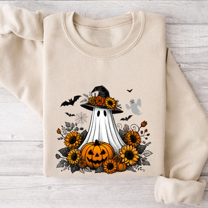 Petthouse | Cute Ghost Pumpkin Shirt, Floral Witch Ghost Pumpkin Shirt, Fall Autumn Halloween