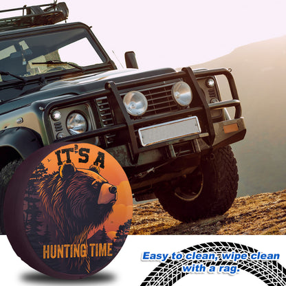 Petthouse | Customized Name Wild Bear Hunting Time Spare Tire Cover Hunting Forest Car Accessory Truck Cover