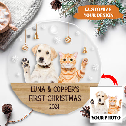 Petthouse | Personalize Dog And Cat Photo Ornament, Pet First Christmas, Celebrate Christmas Holiday