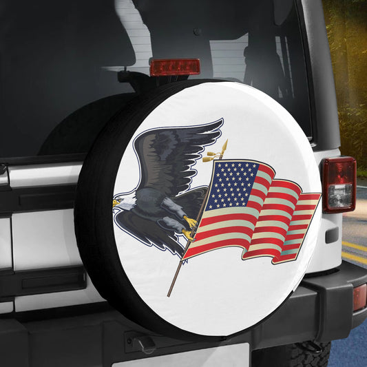 Petthouse | American Flag Spare Tire Cover Eagle Patriotic Spare Tire Cover Eagle Camper Wheel Accessories