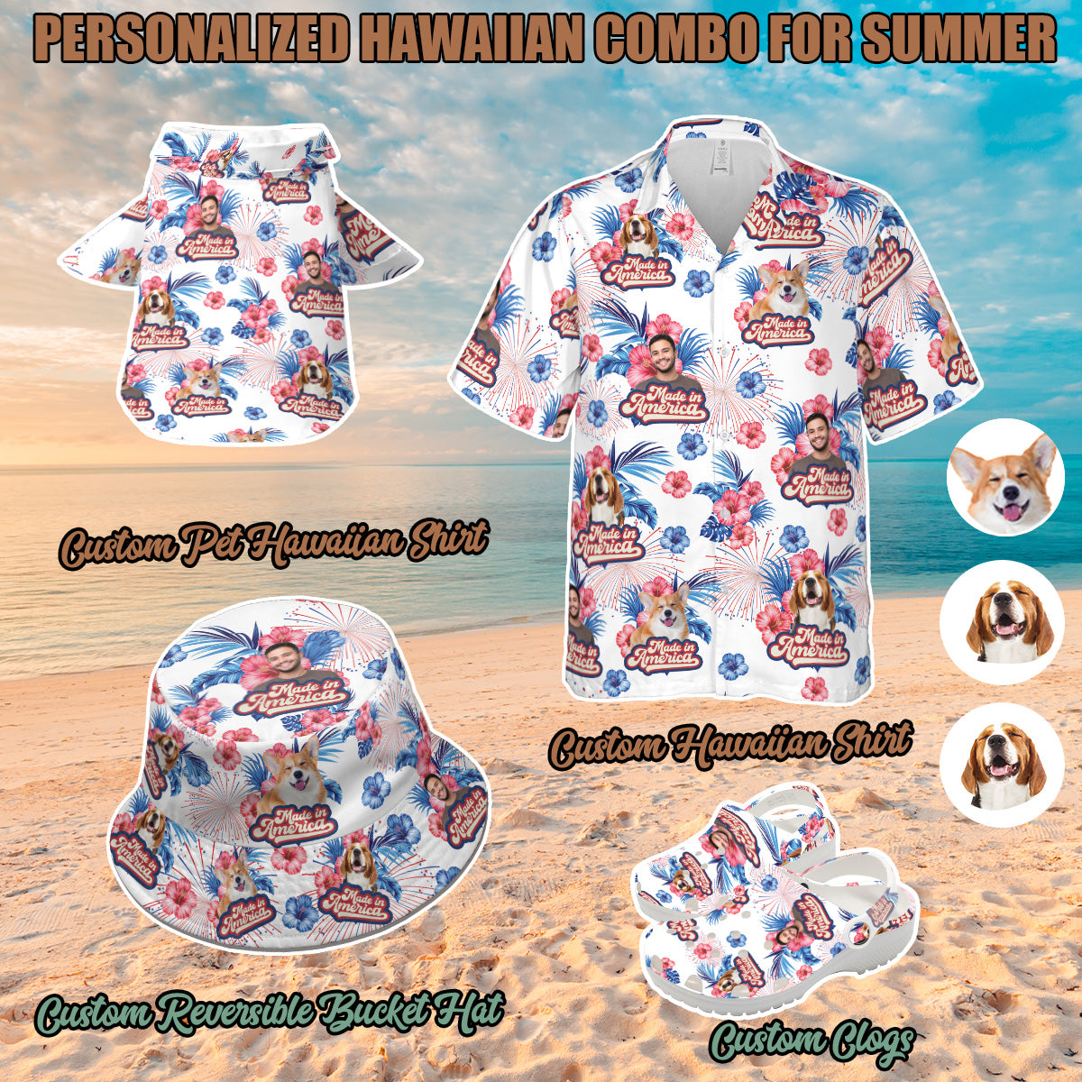 Petthouse | Custom Dog Hawaiian Shirt, Dog Made In America Shirt, Dog 4th Of July, Gift Dog Lovers