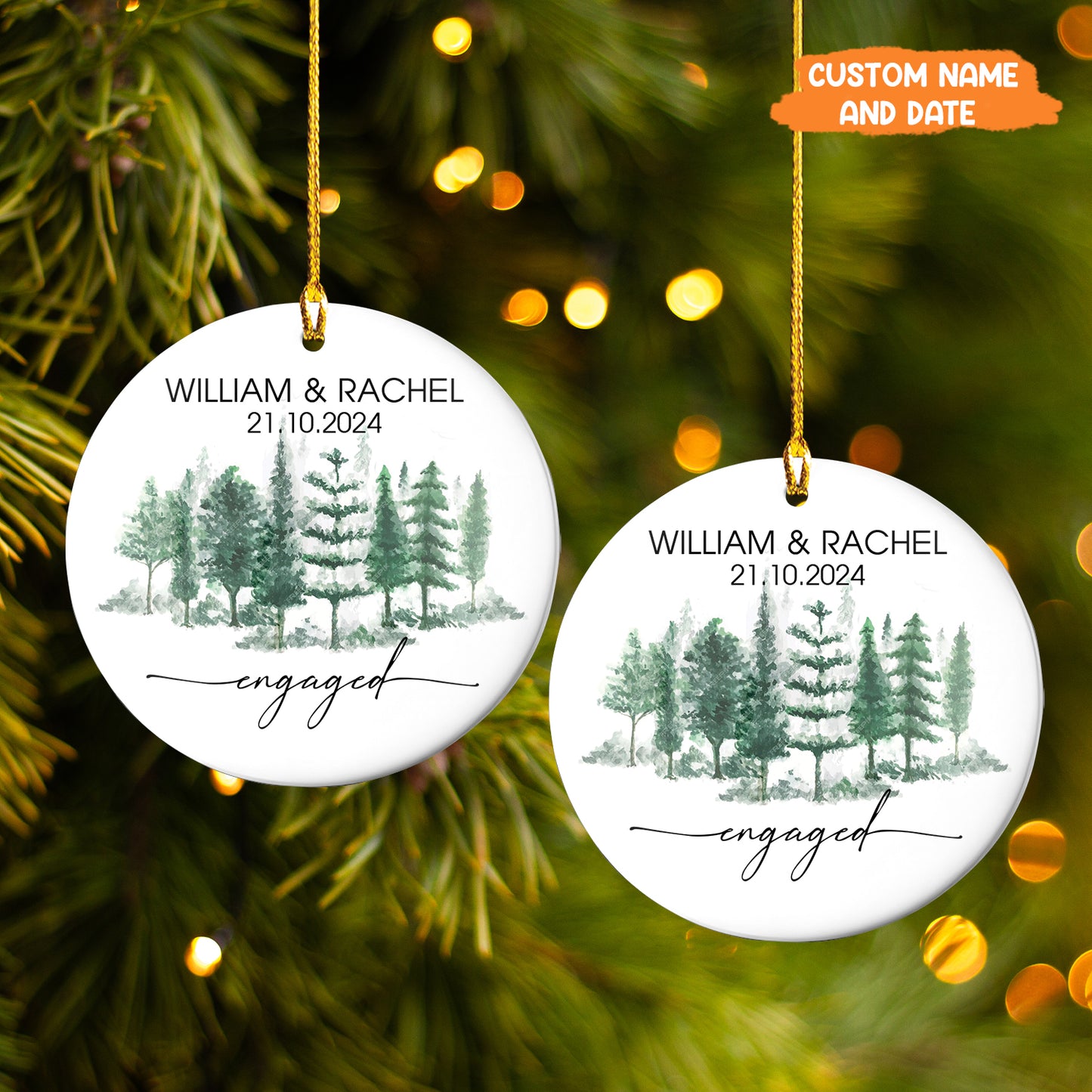 Petthouse | Personalized Couples Engagement Ornament, Engaged Christmas Tree Hanging, Christmas Gift