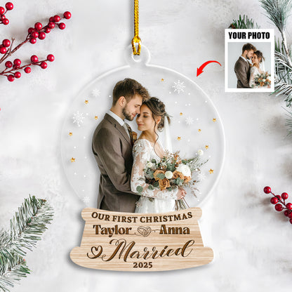 Petthouse | Personalized Couple Ornament, First Christmas Married Ornament, Married Keepsake, Xmas Ornaments