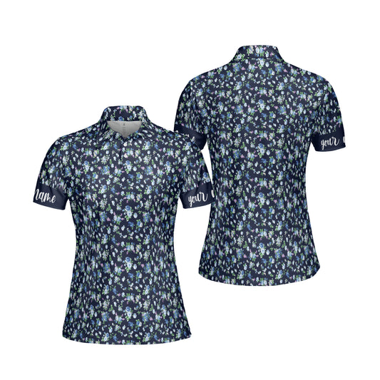 Petthouse | Customized Golfer Gift Flowers Pattern All Over Women's Polo Shirt Floral Style Golfing