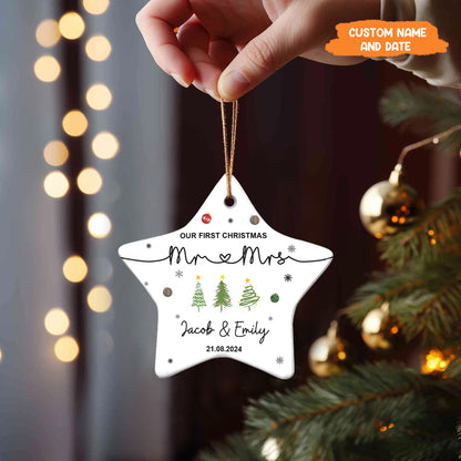 Petthouse | Personalized Our First Christmas As Mr & Mrs Ornament, First Married Xmas Ornament 2025