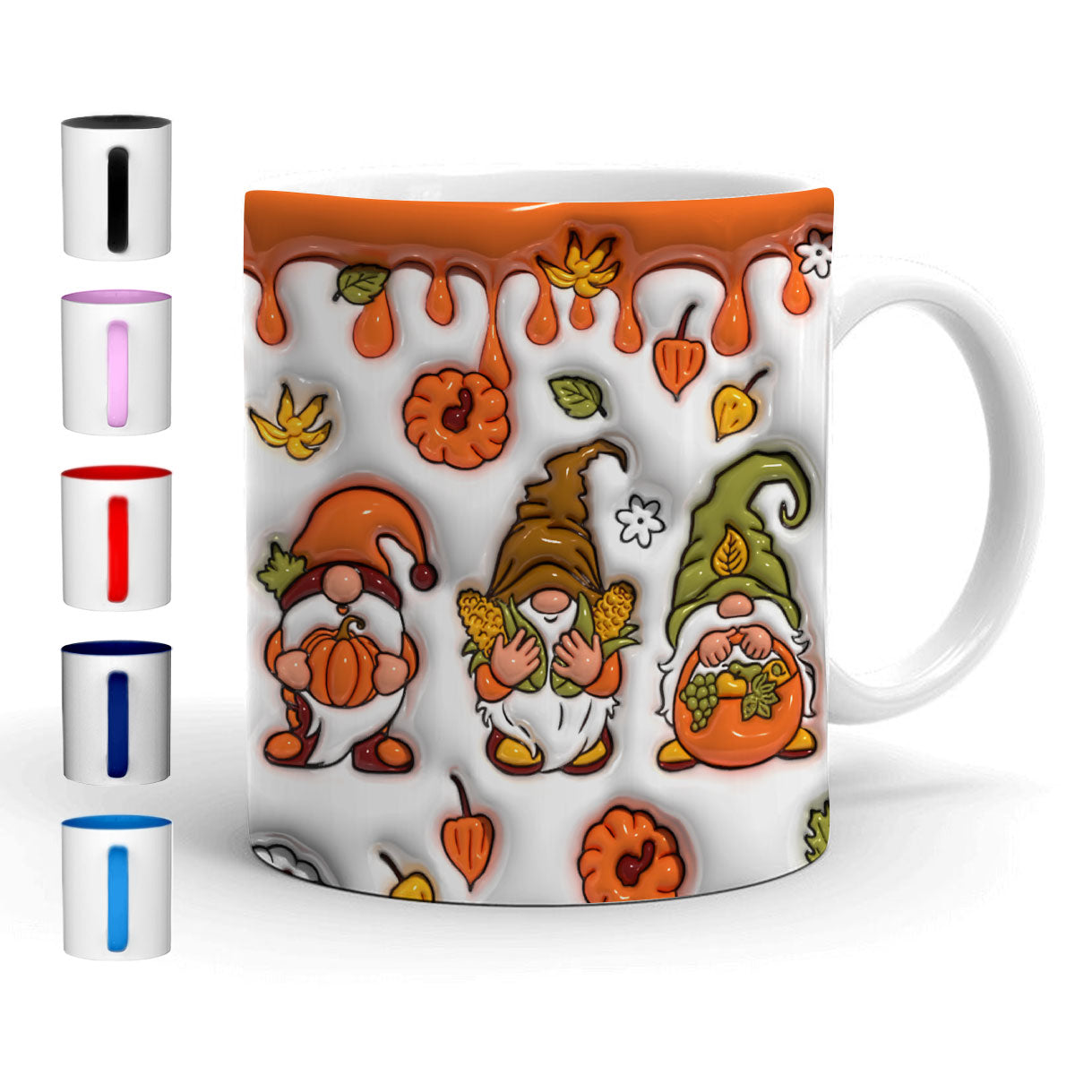 Petthouse | Gnomes Fall 3d Inflated Effect Mug, Fall Vibes Inflated Sublimation Halloween Coffee Mug