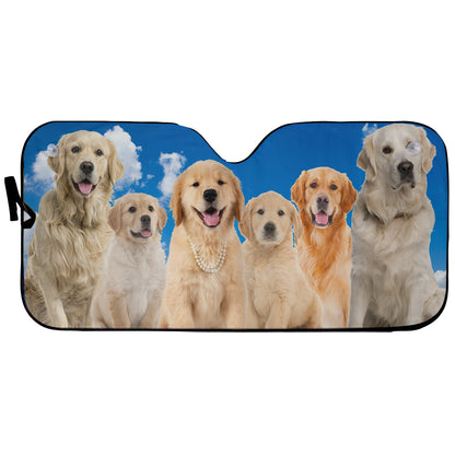 Petthouse | Golden Retriever Car Sun Shade Love Dog Windshield Sunshade Car Decor Daddy Mommy Gift Dog's