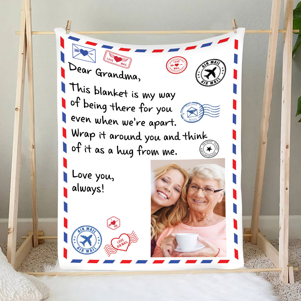 Petthouse | Personalized Dear Grandma Throw Blanket, A Hug From Me, Birth Month Gifts Grandma, International Women Day