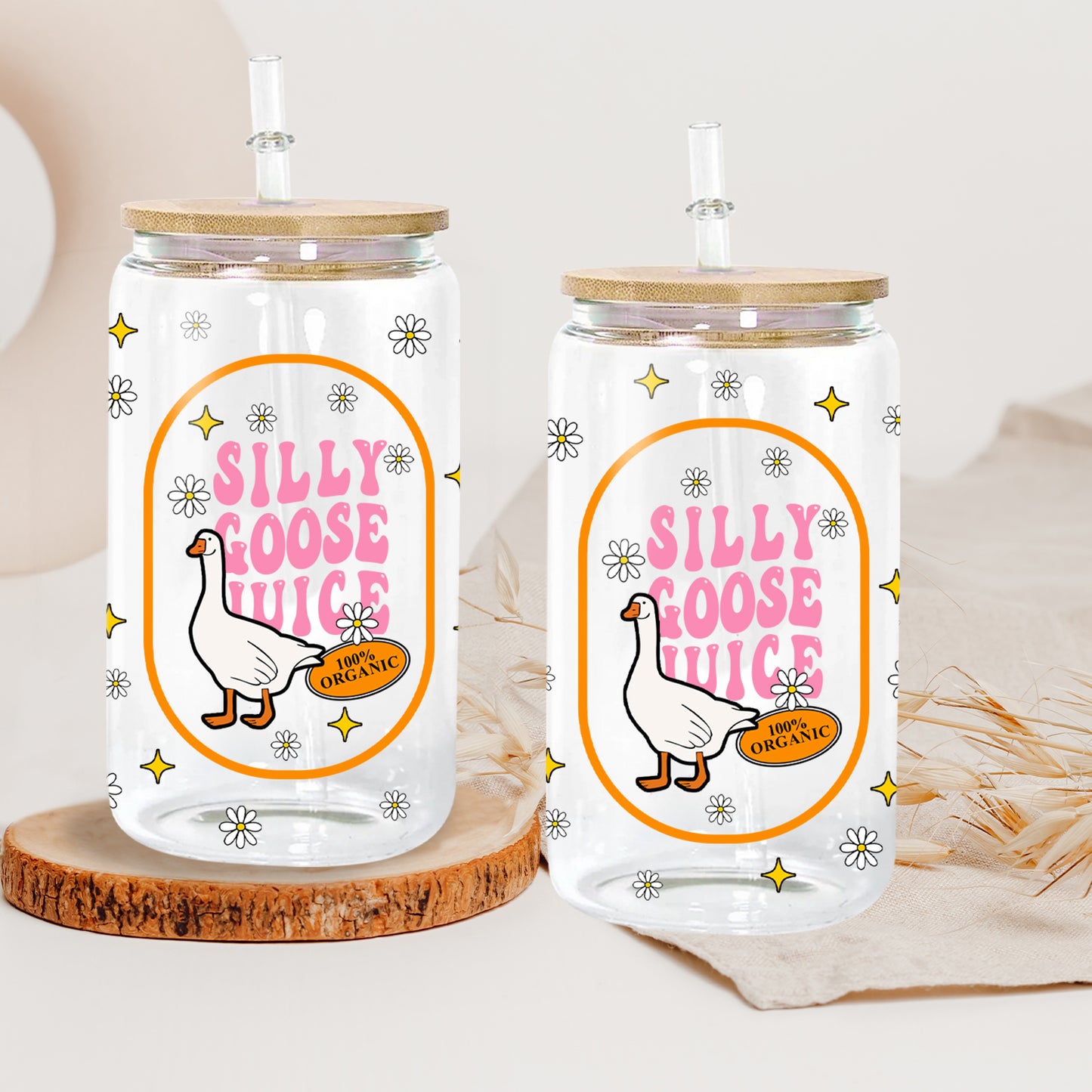 Petthouse | Silly Goose Juice Glass Can, Funny Silly Goose Iced Coffee Cup, Silly Goose Juice