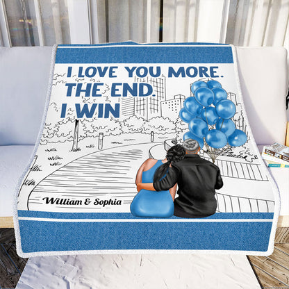 Petthouse | Personalized Blue Valentines Blanket For Couple, I Love You More The End Blanket For Girlfriend