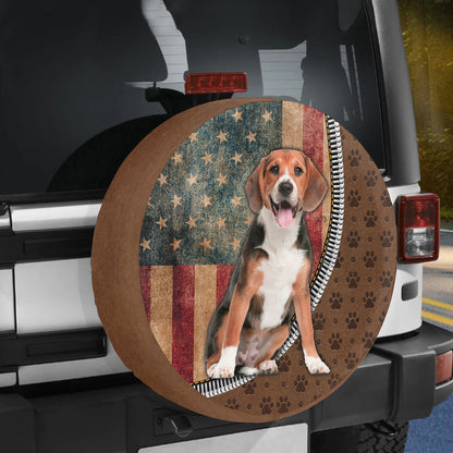 Petthouse | Beagle Dog Spare Tire Cover Grunge Usa Flag Camper Tire Cover Pet Paws Car Tire Protector Dog Mom