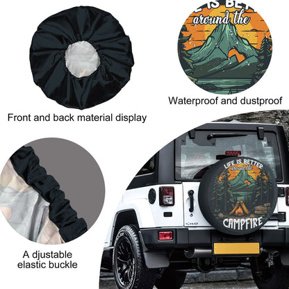 Petthouse | Mountain Camp Hiking Evergreen Pine Forest River Scene Spare Tire Cover Love Camping Tire Protector