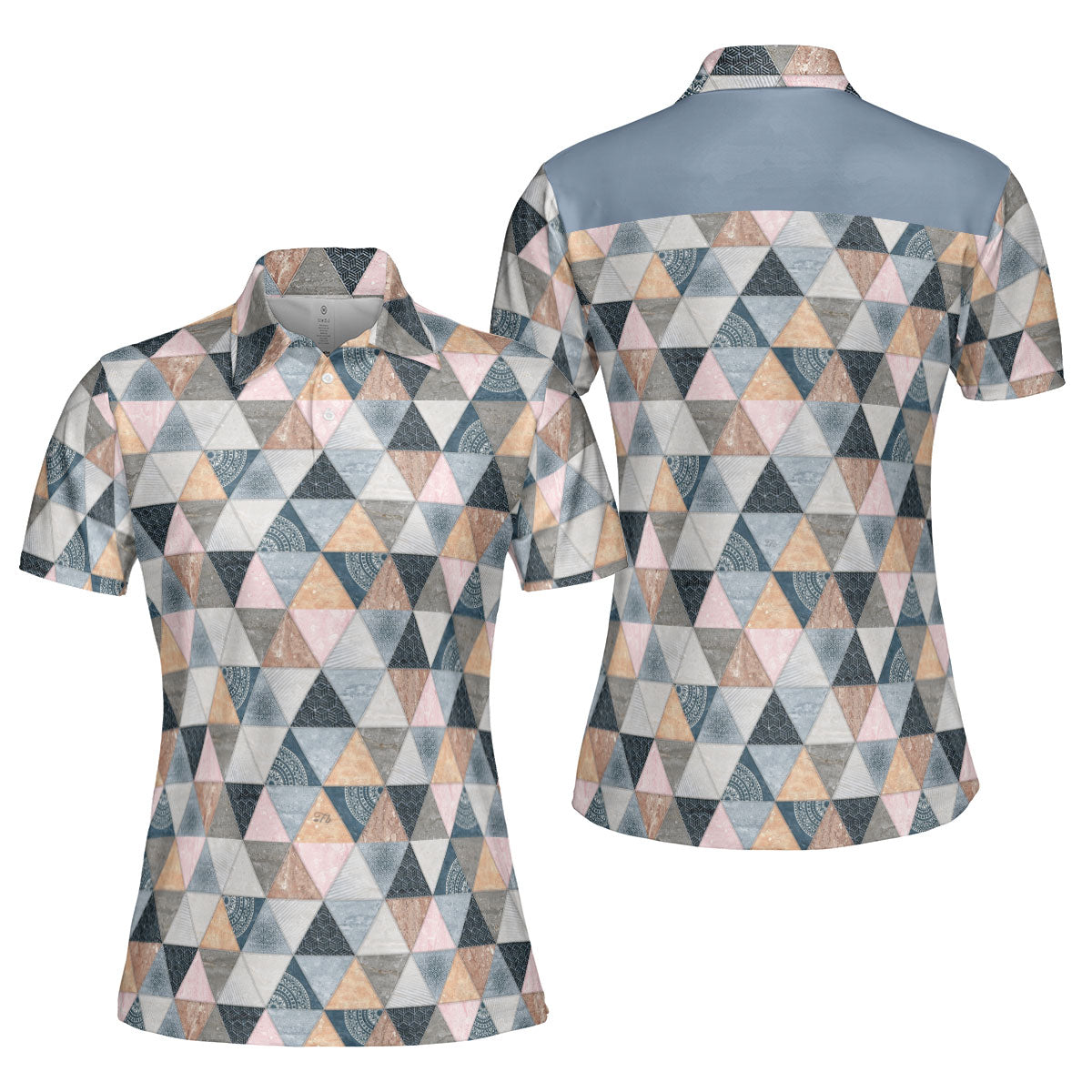 Petthouse | Customized Ceramic Pattern Vintage Women's Polo Shirt Golf Style Striangle Pattern