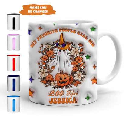 Petthouse | Bootiful Ghost Mug, Witch Hat Ghost 3d Inflated Mug, My Favorite People Call Me, Hippe Ghost