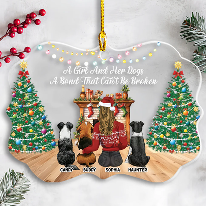 Petthouse | Personalized A Bond That Can't Be Broken Dog Christmas Acrylic Ornament, Hugging Dog Xmas Ornament