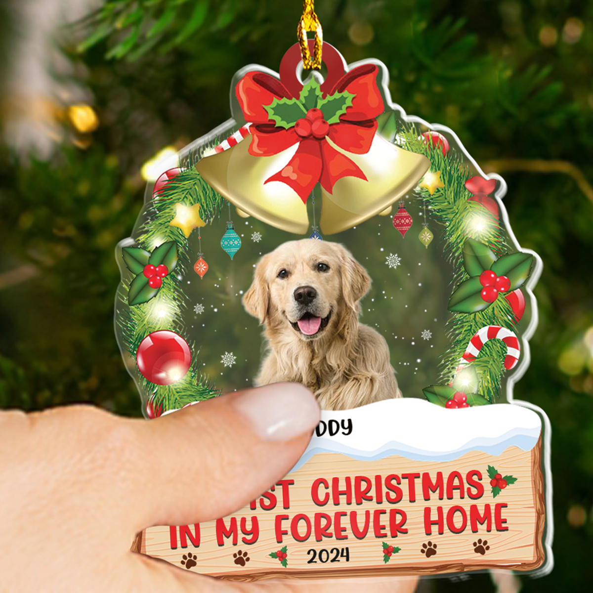 Petthouse | Custom Photo My 1st Christmas In My Forever Home Acrylic Ornament, Christmas Gift For Dog Lovers