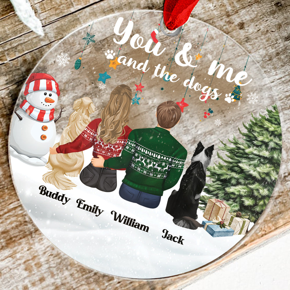 Petthouse | Personalized You & Me And The Dogs Glass Ornament, Couple & Fur Babies Christmas, Xmas Dog Family