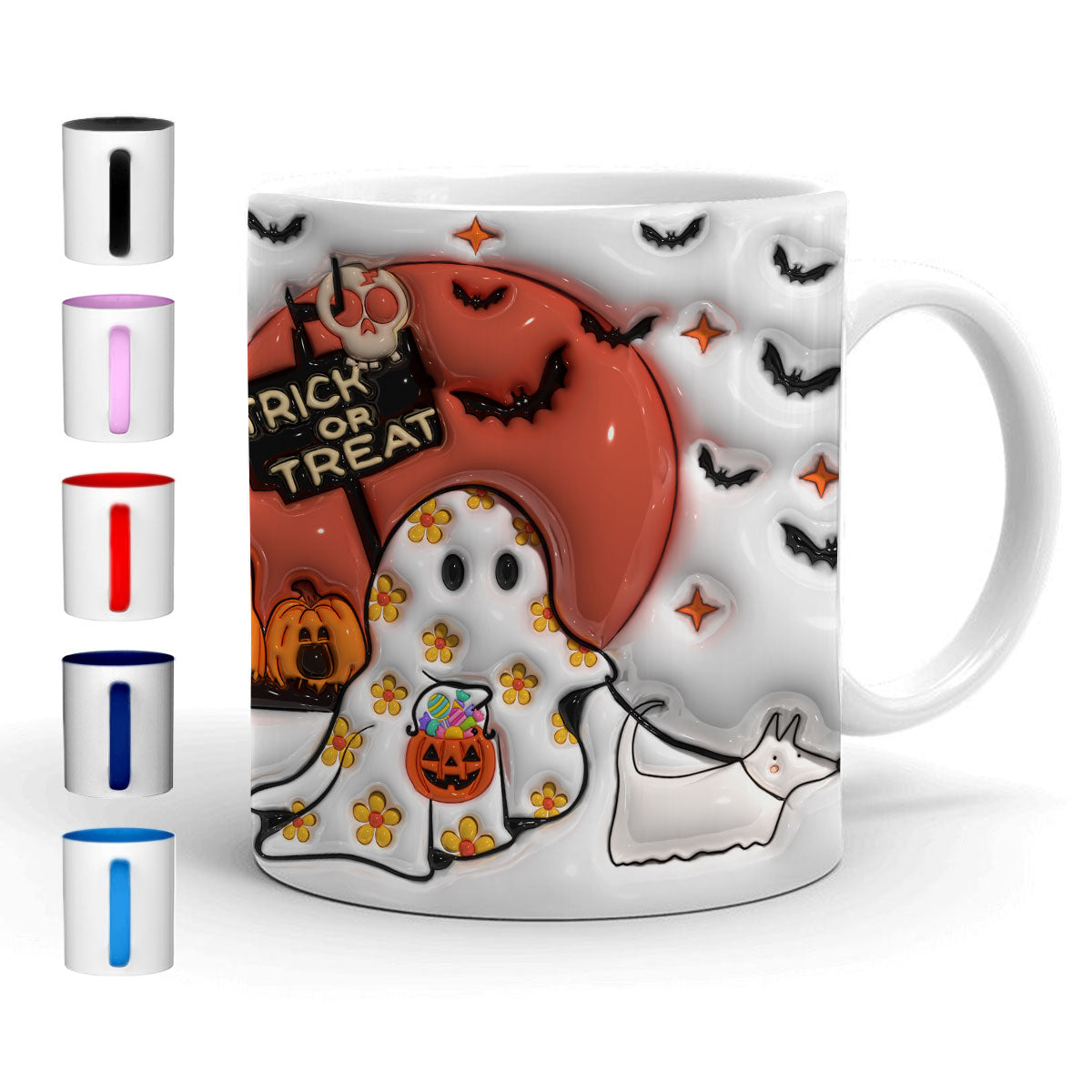 Petthouse | Ghost Walking Dog Ceramic Mug, Spooky Vibes 3d Inflated Effect Printed Mug, Funny Dog Ghost Mug