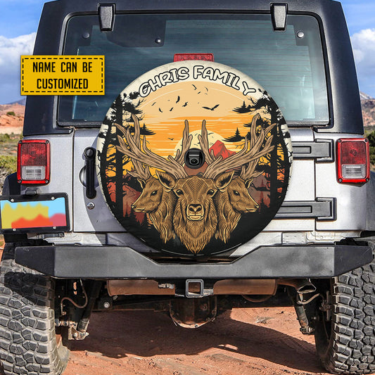 Petthouse | Customized Deer Head Forest Spare Tire Cover Camping Hunting Season Occasion Dad Gift