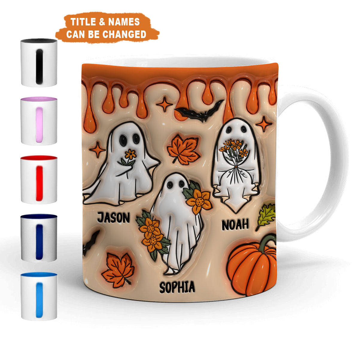 Petthouse | Personalized Gift For Grandma's Boo Crew 3d Inflated Mug, Ghost Boo Crew Halloween Family Mug