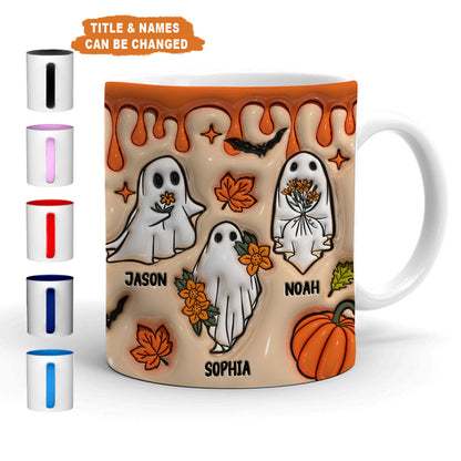 Petthouse | Personalized Gift For Grandma's Boo Crew 3d Inflated Mug, Ghost Boo Crew Halloween Family Mug